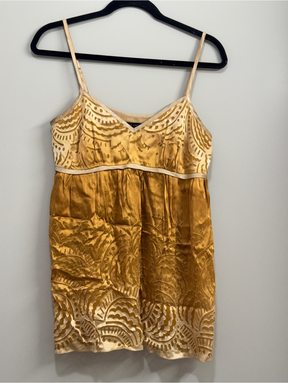 The Limited Gold Patterned Satin Cami Boho Silk Blend Y2K Core